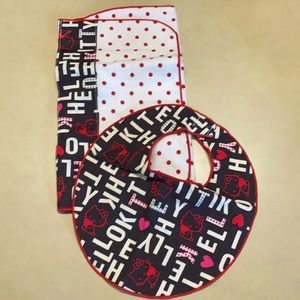 Hello kitty bib and burp cloth brand new set.
